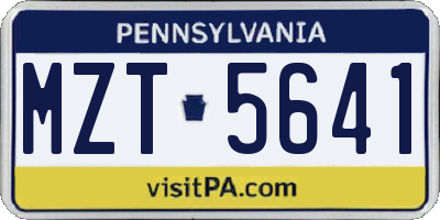 PA license plate MZT5641