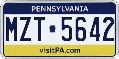 PA license plate MZT5642