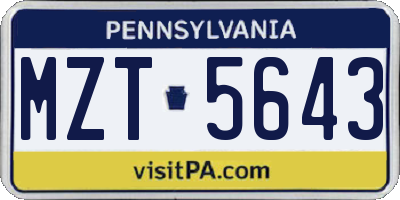 PA license plate MZT5643