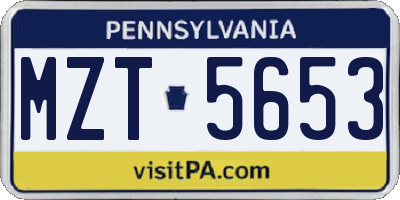 PA license plate MZT5653