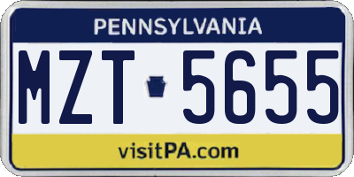 PA license plate MZT5655