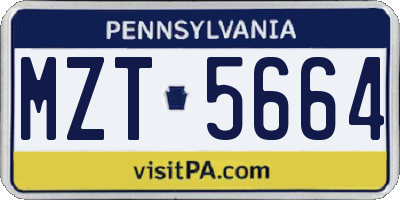 PA license plate MZT5664