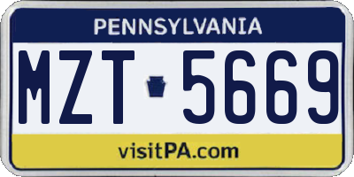 PA license plate MZT5669