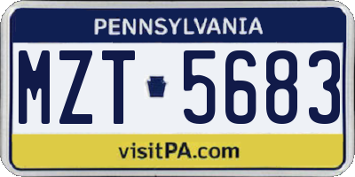 PA license plate MZT5683