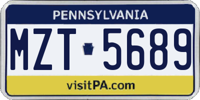 PA license plate MZT5689
