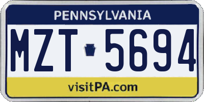 PA license plate MZT5694