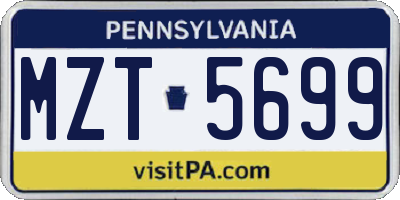 PA license plate MZT5699