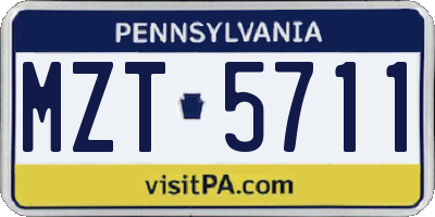 PA license plate MZT5711