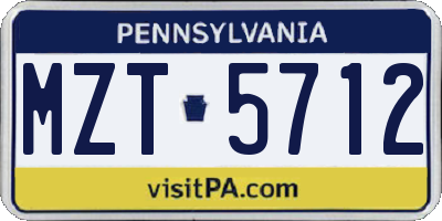 PA license plate MZT5712