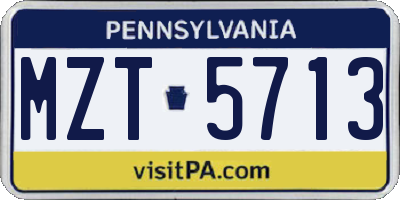 PA license plate MZT5713