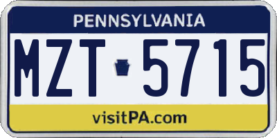 PA license plate MZT5715