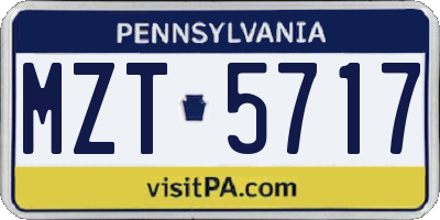 PA license plate MZT5717