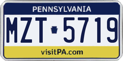 PA license plate MZT5719