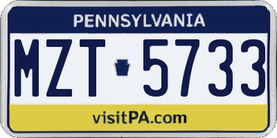 PA license plate MZT5733