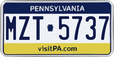PA license plate MZT5737