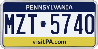 PA license plate MZT5740