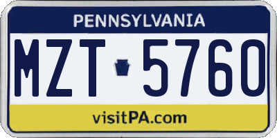 PA license plate MZT5760