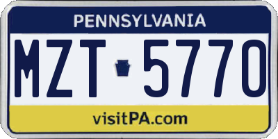PA license plate MZT5770