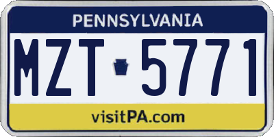 PA license plate MZT5771