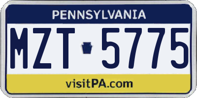 PA license plate MZT5775