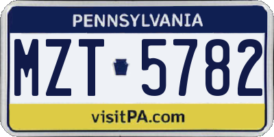 PA license plate MZT5782