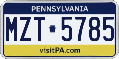 PA license plate MZT5785