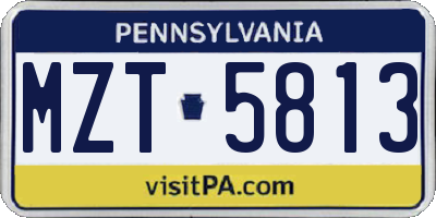 PA license plate MZT5813