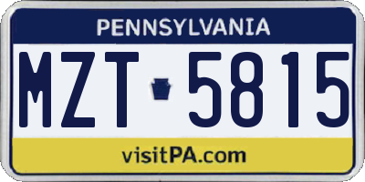 PA license plate MZT5815