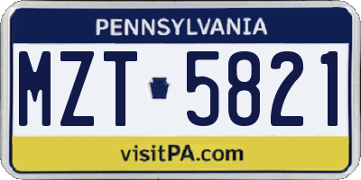 PA license plate MZT5821