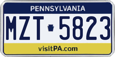 PA license plate MZT5823