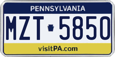 PA license plate MZT5850