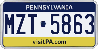 PA license plate MZT5863