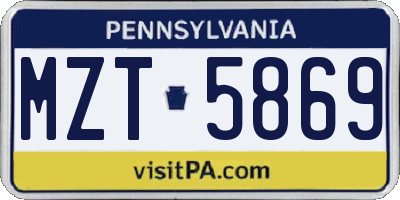 PA license plate MZT5869