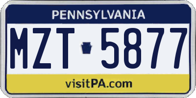 PA license plate MZT5877