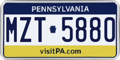 PA license plate MZT5880