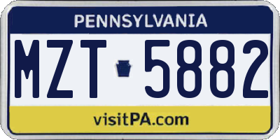 PA license plate MZT5882
