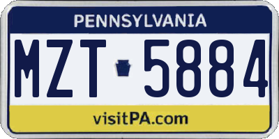 PA license plate MZT5884