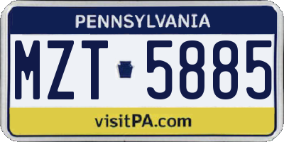 PA license plate MZT5885