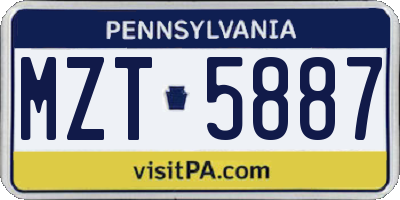 PA license plate MZT5887