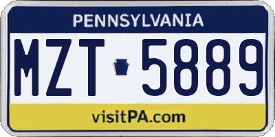 PA license plate MZT5889