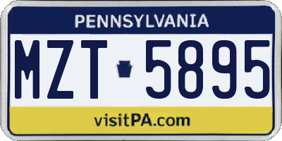PA license plate MZT5895