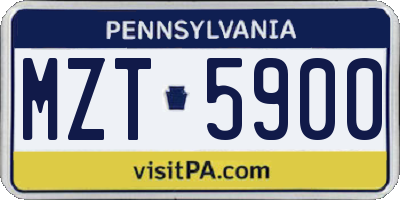 PA license plate MZT5900