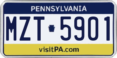 PA license plate MZT5901