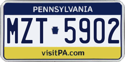 PA license plate MZT5902
