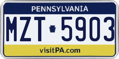 PA license plate MZT5903
