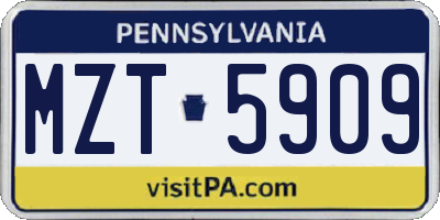PA license plate MZT5909