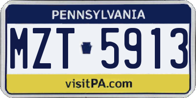 PA license plate MZT5913