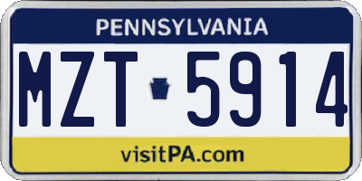 PA license plate MZT5914