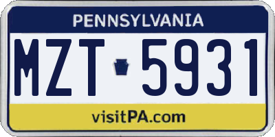 PA license plate MZT5931