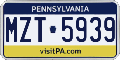 PA license plate MZT5939
